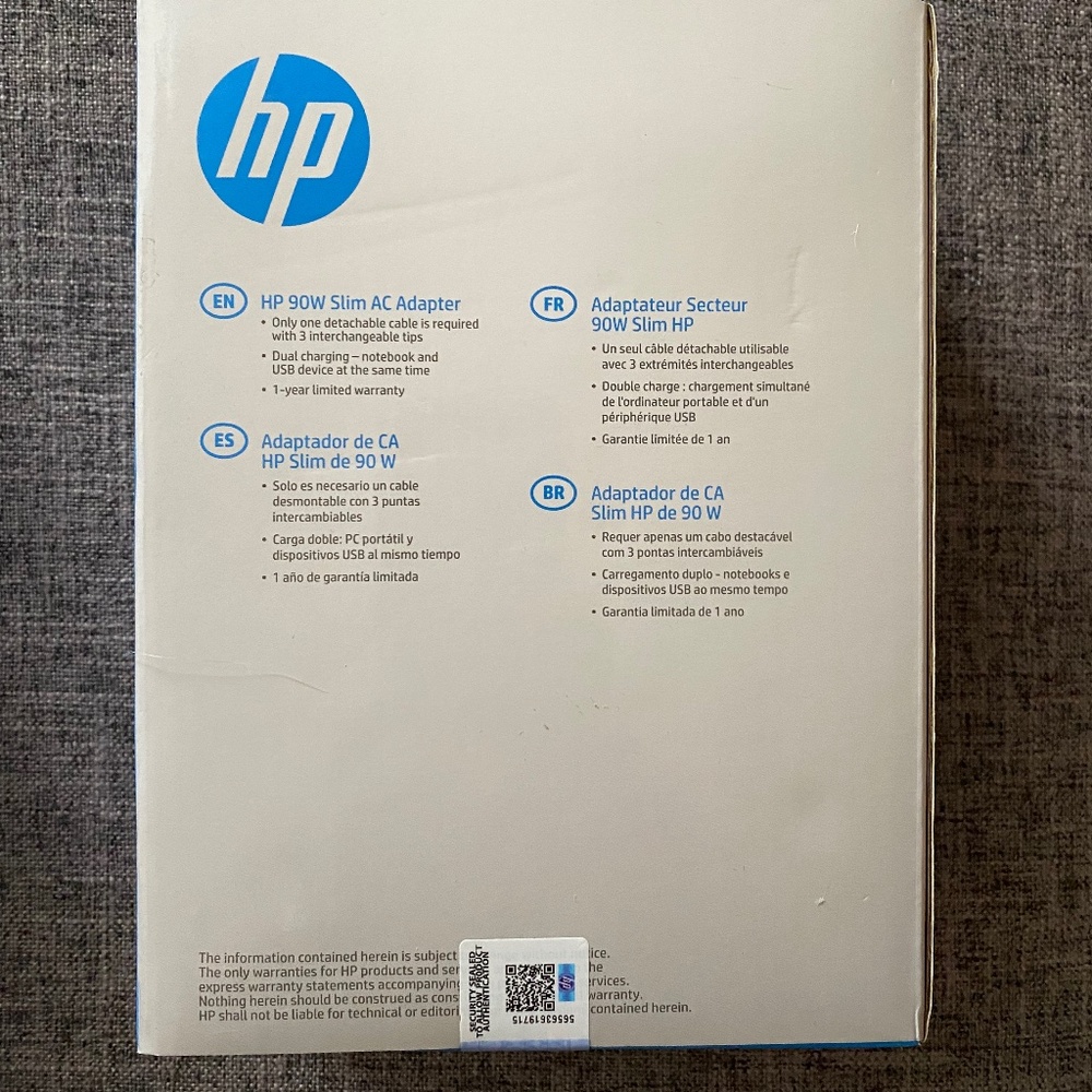 90W HP Slim AC Adapter - Picture 2 of 2